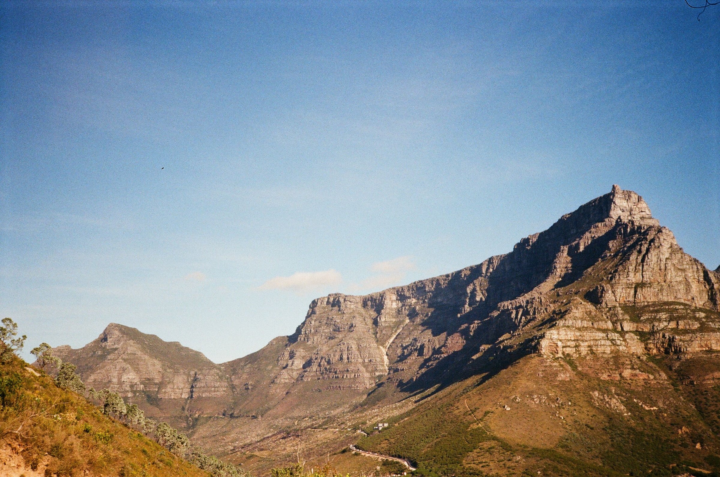 Table Mountain's flat summit rising above Cape Town